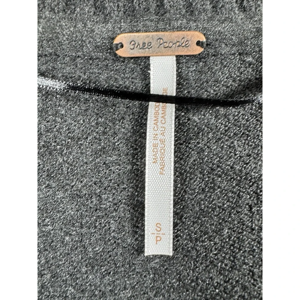 Free People V Neck Oversized Gray Sweater Womens Small Lagenlook Boho NEW